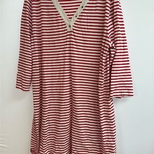 Draper James Red and White Striped 100% Cotton Dress